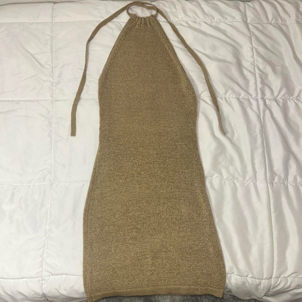 Beige Botany Halter Dress